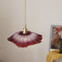 Traditional Vintage Lotus Leaf Glass Brass 1-Light Pendant Light For Living Room