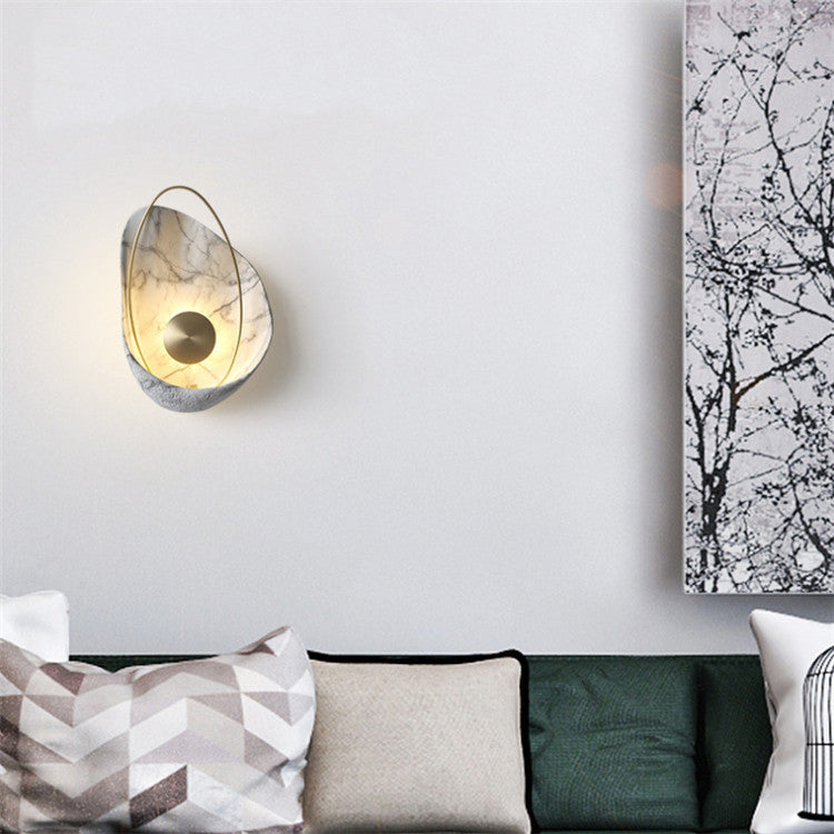 Contemporary Scandinavian Shell Resin Metal LED Wall Sconce Lamp For Living Room