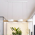 Contemporary Scandinavian Long Round Rubberwood Acrylic LED Island Light Chandelier For Dining Room