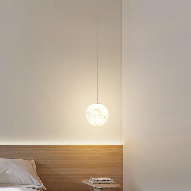 Modern Minimalist Astronaut Moon Iron Resin LED Pendant Light For Bedroom