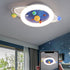 Modern Minimalist Children Round Planet Iron Resin Acrylic LED Flush Mount Ceiling Light For Bedroom