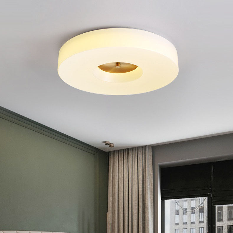 Modern Minimalist Copper Cylinder Acrylic LED Flush Mount Ceiling Light For Bedroom