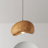 Traditional Japanese Imitation Stone Circular Arc Resin Shade 1-Light Pendant Light For Living Room