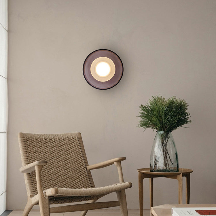 Contemporary Scandinavian Round Hardware Glass LED Semi-Flush Mount Ceiling Light For Living Room