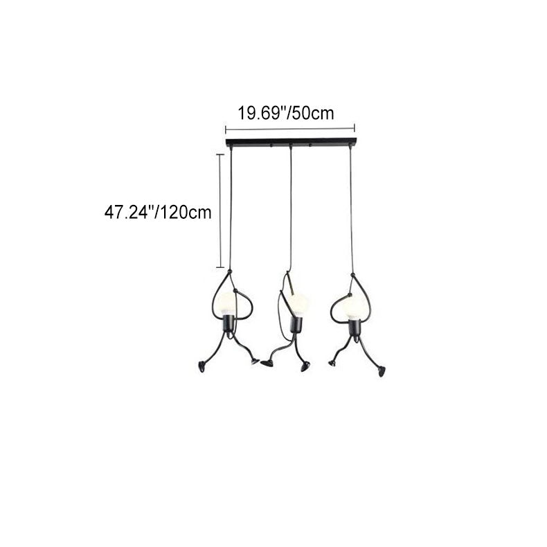 Contemporary Creative Hanging Figurine Iron Resin 1/3 Light Chandelier For Living Room