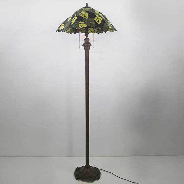 Traditional Tiffany Stained Glass Alloy 2-Light Standing Floor Lamp For Bedroom