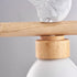 Contemporary Scandinavian Round Bird Iron Wood Resin 3-Light Island Light Chandelier For Dining Room