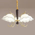 Traditional French Cream Flower Iron Solid Wood Glass 3/5 Light Chandelier For Living Room