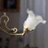 Traditional French Brass Carved Lamp Arm Alabaster Flower Glass 3/5-Light Chandelier For Living Room