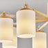 Contemporary Nordic Branch Cylinder Rubberwood Glass 8-Light Chandelier For Living Room