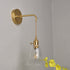 Traditional Vintage Brass Trumpet Glass Shade 1-Light Wall Sconce Lamp For Bedroom