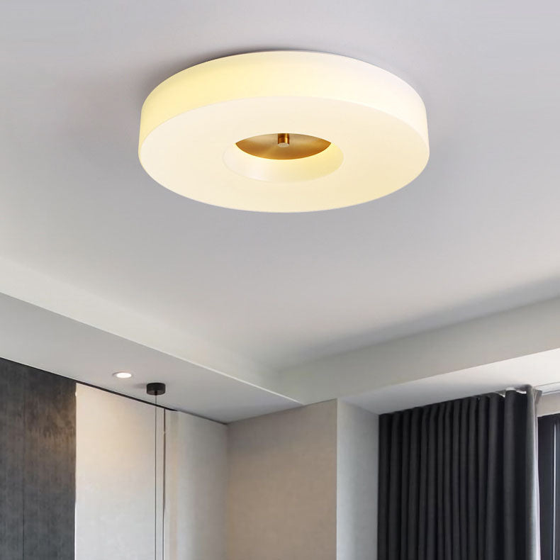 Modern Minimalist Copper Cylinder Acrylic LED Flush Mount Ceiling Light For Bedroom