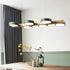 Contemporary Scandinavian Long Round Rubberwood Acrylic LED Island Light Chandelier For Dining Room