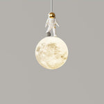 Modern Minimalist Astronaut Moon Iron Resin LED Pendant Light For Bedroom