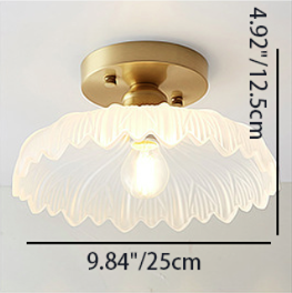 Modern Minimalist Round Lace Iron Glass 1-Light Semi-Flush Mount Ceiling Light For Living Room