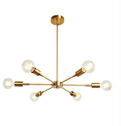 Modern Minimalist Branch Round Iron 6-Light Chandelier For Living Room