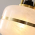 Traditional Chinese Copper Framed Glass Shade 1-Light Pendant Light For Living Room