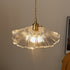 Traditional Vintage Lotus Leaf Glass Brass 1-Light Pendant Light For Living Room