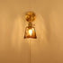 Traditional Vintage Brass Amber Square Glass Shade 1-Light Wall Sconce Lamp For Living Room