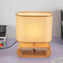 Contemporary Scandinavian Rectangular Wood Fabric 1-Light Table Lamp For Bedroom