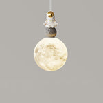 Modern Minimalist Astronaut Moon Iron Resin LED Pendant Light For Bedroom