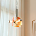 Modern Mid-Century Triangle Square Hardware Glass 3-Light Pendant Light For Living Room