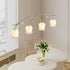 Contemporary Simplicity Flower Glass Shade Arc Iron Strip 3/4-Light Island Light Chandelier For Bedroom