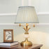 Modern Minimalist Round Trapezoidal Flower Leaf Base Brass Jade Fabric 1-Light Table Lamp For Bedroom