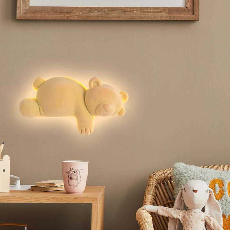 Contemporary Creative Cartoon Bear Acrylic LED Kids Wall Sconce Lamp For Bedroom