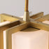 Traditional Chinese Copper Framed Glass Shade 1-Light Pendant Light For Living Room