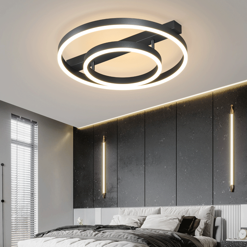 Modern Minimalist Geometric Square Circle Aluminum Line LED Flush Mount Ceiling Light For Living Room