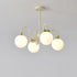 Modern Minimalist Cream Bow Round Ball Hardware Glass 4/5/6/8 Light Chandelier For Living Room