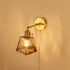 Traditional Vintage Brass Amber Square Glass Shade 1-Light Wall Sconce Lamp For Living Room