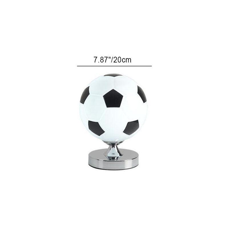 Contemporary Creative Iron Glass Football Shade 1-Light Table Lamp For Bedroom