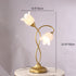 Modern Art Deco Floral Iron Glass 2-Light Table Lamp For Living Room