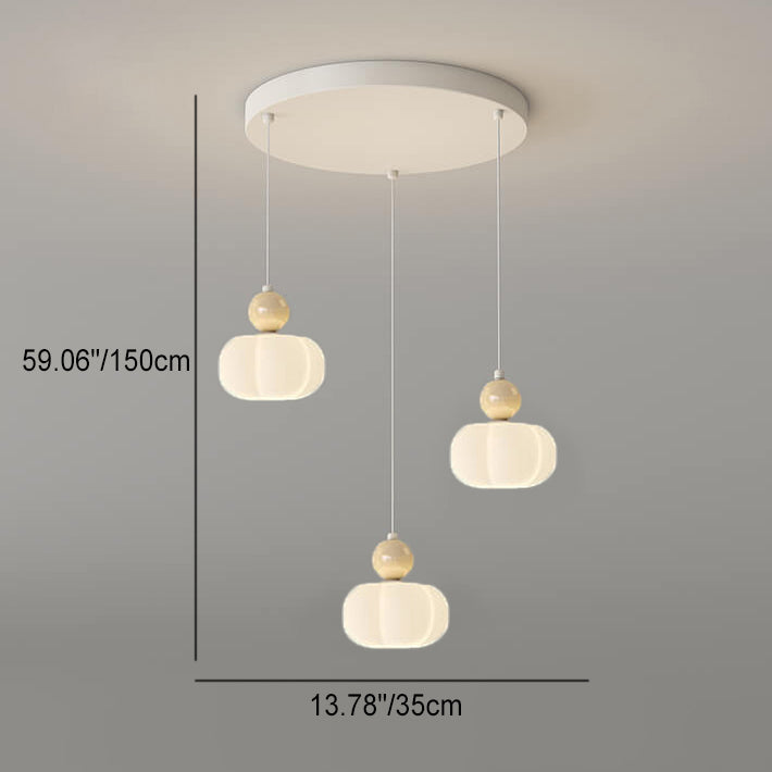 Modern Minimalist Cream Cotton Iron Plastic 3/5 Light Island Light Chandelier For Dining Room