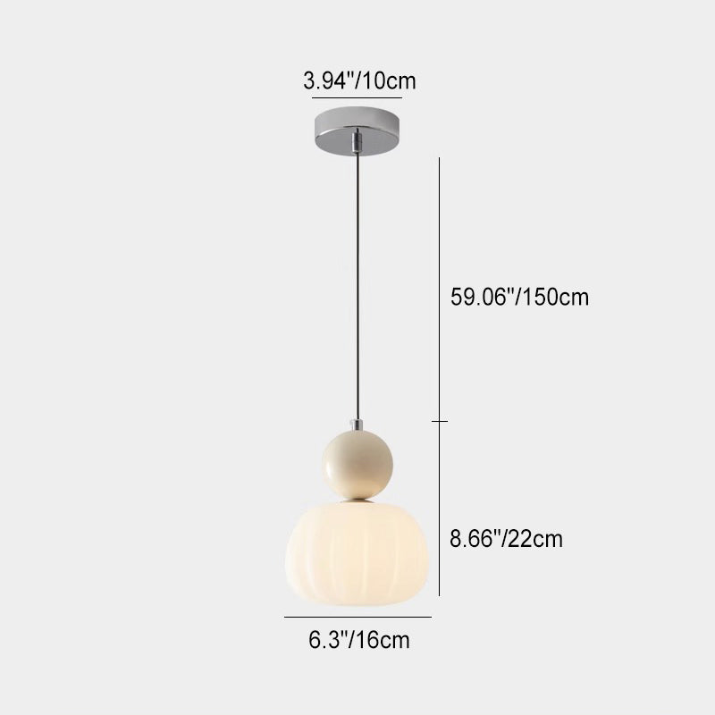 Modern Minimalist Round Pumpkin Iron Acrylic 1-Light Pendant Light For Bedroom