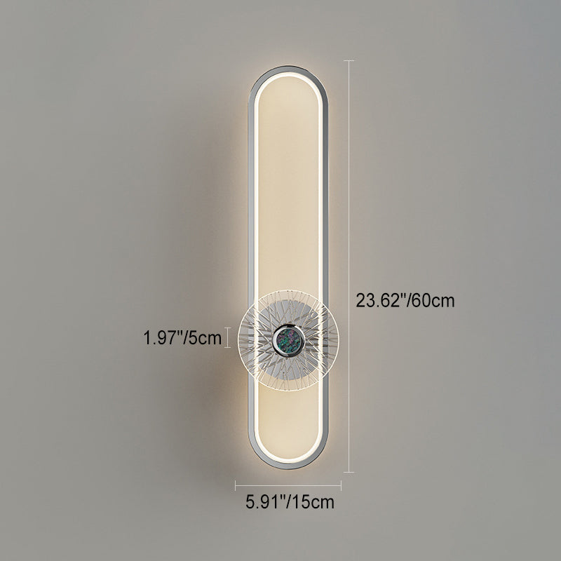 Modern Minimalist Long Oval Hardware Aluminum LED Wall Sconce Lamp For Living Room