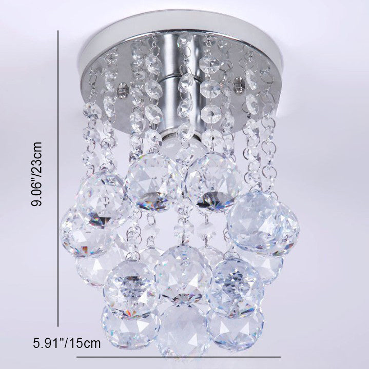 Contemporary Luxury Hardware Dazzling Crystal Strings 1-Light Flush Mount Ceiling Light For Hallway