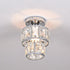 Contemporary Luxury Stainless Steel Frame Double Crystal Rings 1-Light Semi-Flush Mount Ceiling Light For Living Room