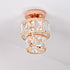 Contemporary Luxury Stainless Steel Frame Double Crystal Rings 1-Light Semi-Flush Mount Ceiling Light For Living Room