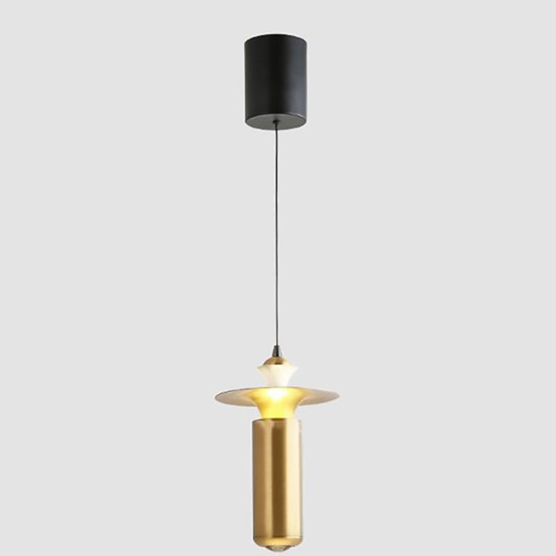 Contemporary Nordic Liftable Cylinder Aluminum Crystal Glass Lens LED Pendant Light For Living Room