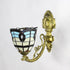 Traditional Tiffany Flower Cup Iron Stained Glass 1-Light Wall Sconce Lamp For Living Room