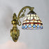 Traditional Tiffany Flower Cup Iron Stained Glass 1-Light Wall Sconce Lamp For Living Room