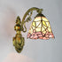 Traditional Tiffany Flower Cup Iron Stained Glass 1-Light Wall Sconce Lamp For Living Room