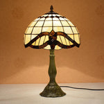 Traditional Tiffany Umbrella Alloy Stained Glass 1-Light Table Lamp For Bedroom