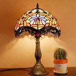 Traditional Tiffany Umbrella Alloy Stained Glass 1-Light Table Lamp For Bedroom