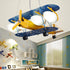 Contemporary Creative Cartoon Metal Aircraft Glass Shade 5-Light Kids Chandelier For Bedroom