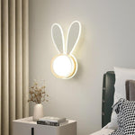 Contemporary Creative Rabbit Round Acrylic LED Wall Sconce Lamp For Bedroom