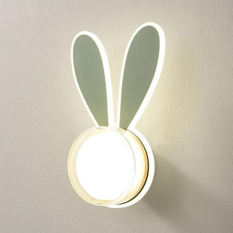 Contemporary Creative Rabbit Round Acrylic LED Wall Sconce Lamp For Bedroom